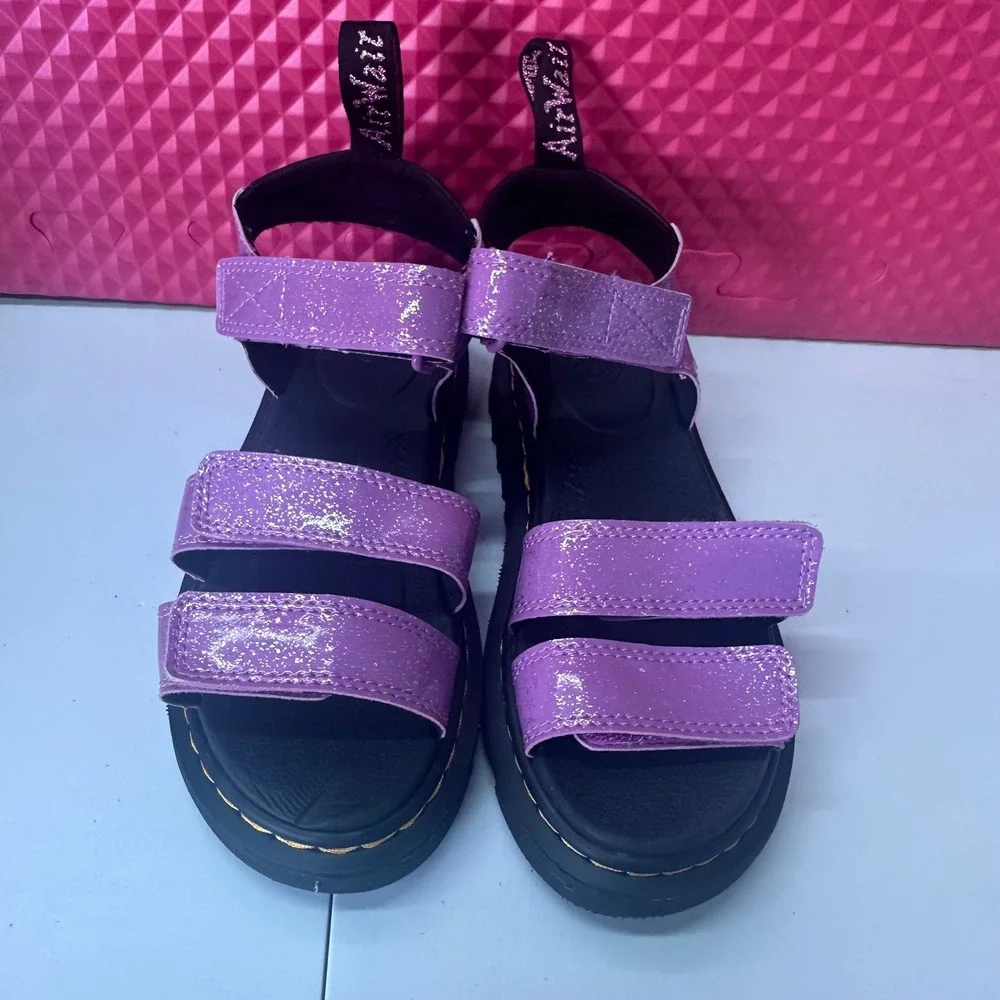 Dr. Martens Klaire J Purple Glitter Strappy Sandals Kids Size 2 US 33 EU AW004